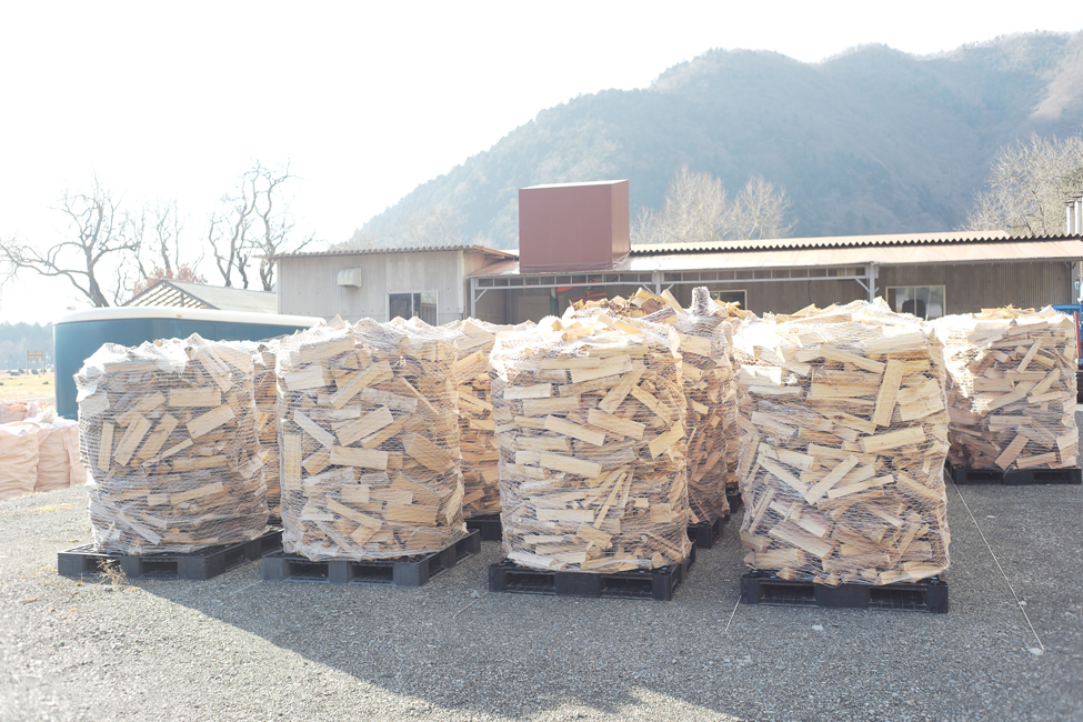 キャンプ場内にストックされている薪